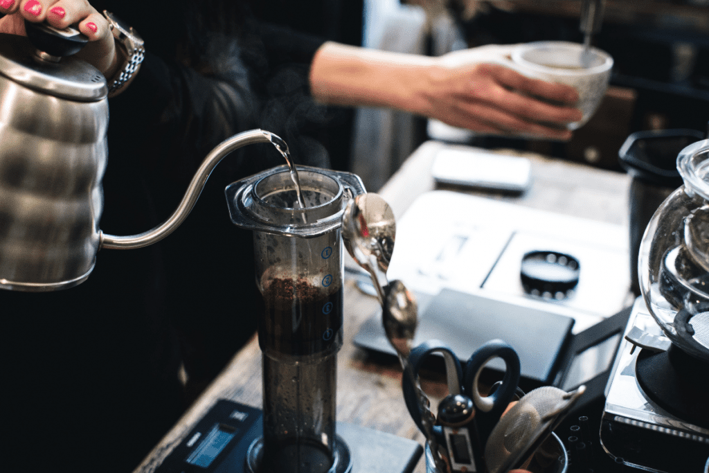 Image of water being poured into an Aeropress