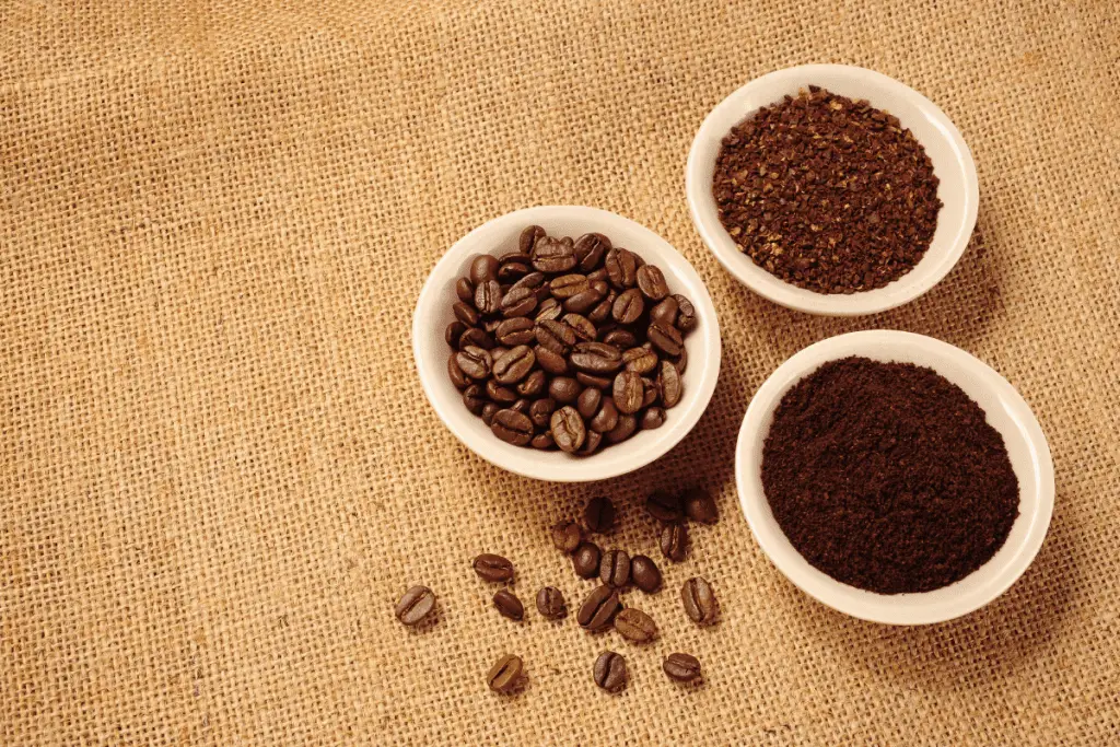 Coffee grounds of different sizes
