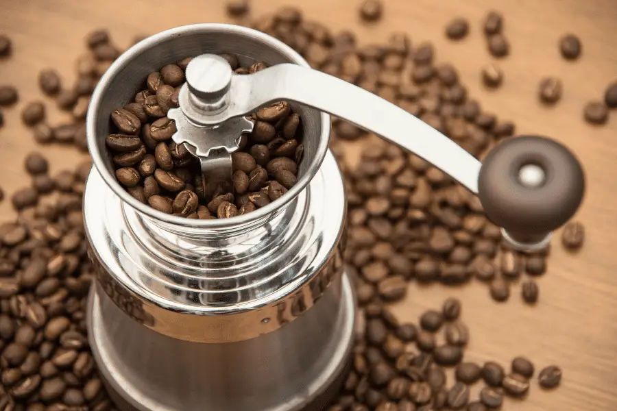 Image of coffee beans in a grinder
