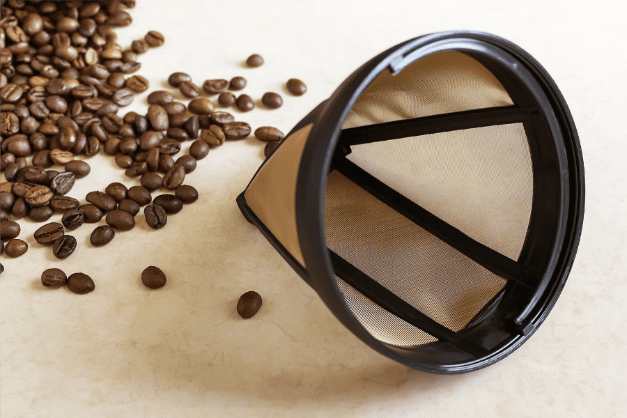 Image of a reusable mesh coffee filter.
